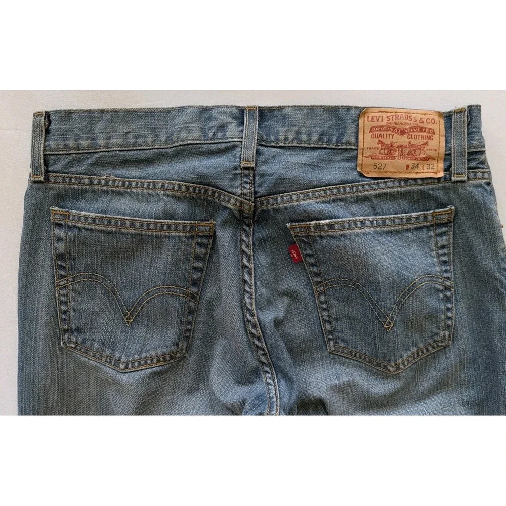 Levi's 527 Low Bootcut Jeans Mens 34x32 Medium Wash Blue Denim Y2K